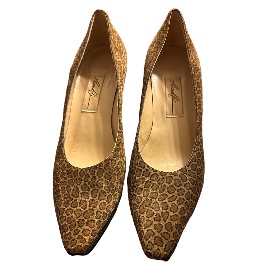 Amalfi Vilma Leopard Leather Pumps 8.5B Made in Italy